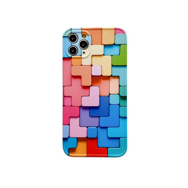 Russian Square Unique 3D Phone Cases For Iphone 12 Mini Pro 11 XR XS MAX X Push Soft Silicone Colourful Rainbow Fashion Cellphone Mobile Cover