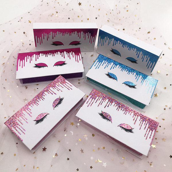 New Arrival Eyelashes Packaging Box Glitter Eye Box for 3D 5D Mink Eyelashes Private Label Custom magnetic Lashes Box