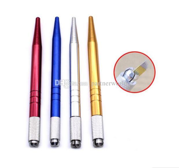 Wholesale-100Pcs silver professional permanent makeup pen 3D embroidery makeup manual pen tattoo eyebrow microblade free shipping