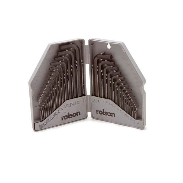 Rolson Tools Metric & Imperial Hex Key Set, 30 Pieces (15 x Imperial, 15 x Metric)