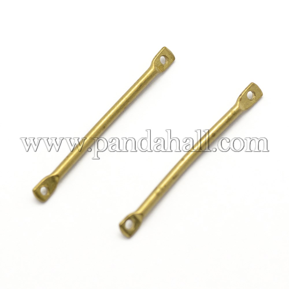 Brass Bar Links, Nickel Free, Unplated, 22.5x1mm, Hole: 0.5mm