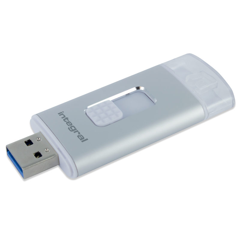 Integral 64GB MoreStor USB 3.0 Lightning Dual Connector Flash Drive - Silver