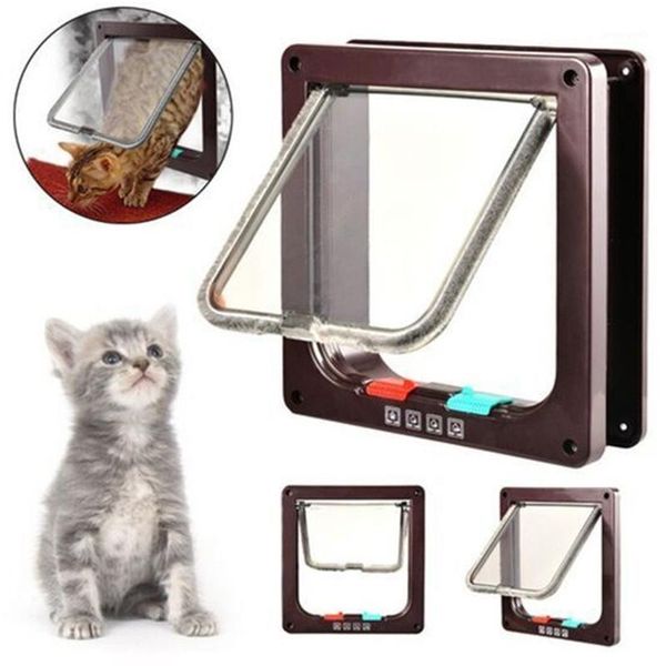 Cat Carriers,Crates & Houses Dog Flap Door With 4 Gear Lock Security For Plastic Small Gate Crate Pet Accessories1
