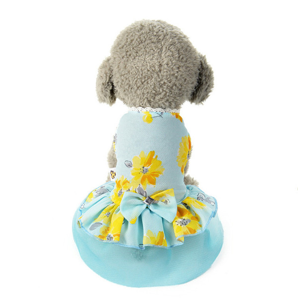 spring/summer dog dress bowknot floral princess skirt xs-xl clothes for dogs for small dogs cats pet supplies wholesale 30ja2