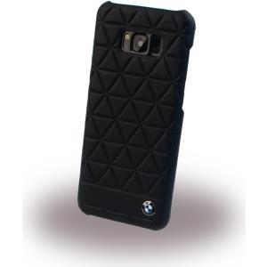 BMW - Embossed Hexagon BMHCS8LHEXBK - Echt Leder Hard Cover für Samsung G955F Galaxy S8 Plus - Schwarz (BMHCS8LHEXBK)