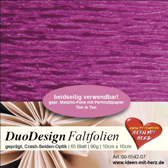 DuoDesign Faltfolien, Seiden-Optik, 10 x 10 cm, 65 Blatt, magenta