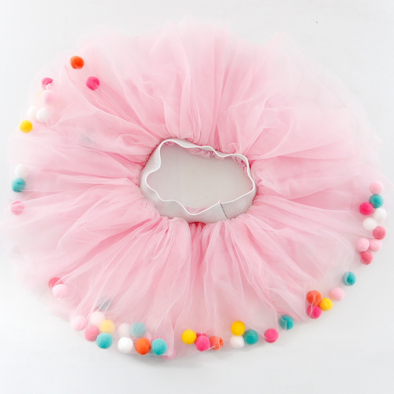 Chic Colorful Pompom Decor Tutu Skirt for Toddler Girl and Girl