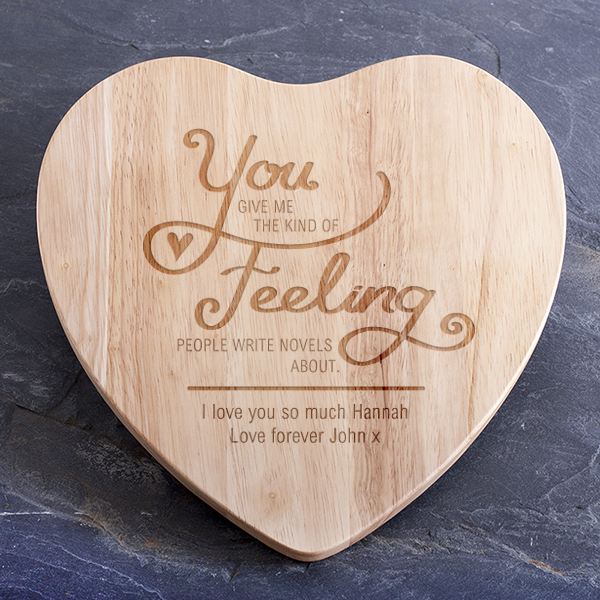 Personalised Kind Of Feeling Heart Shaped Chopping Board