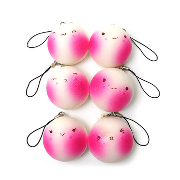 Cute Pink Smile Face Funny Simulate Colorful Cartoon Squishy Toy Stress Reliever Keychain
