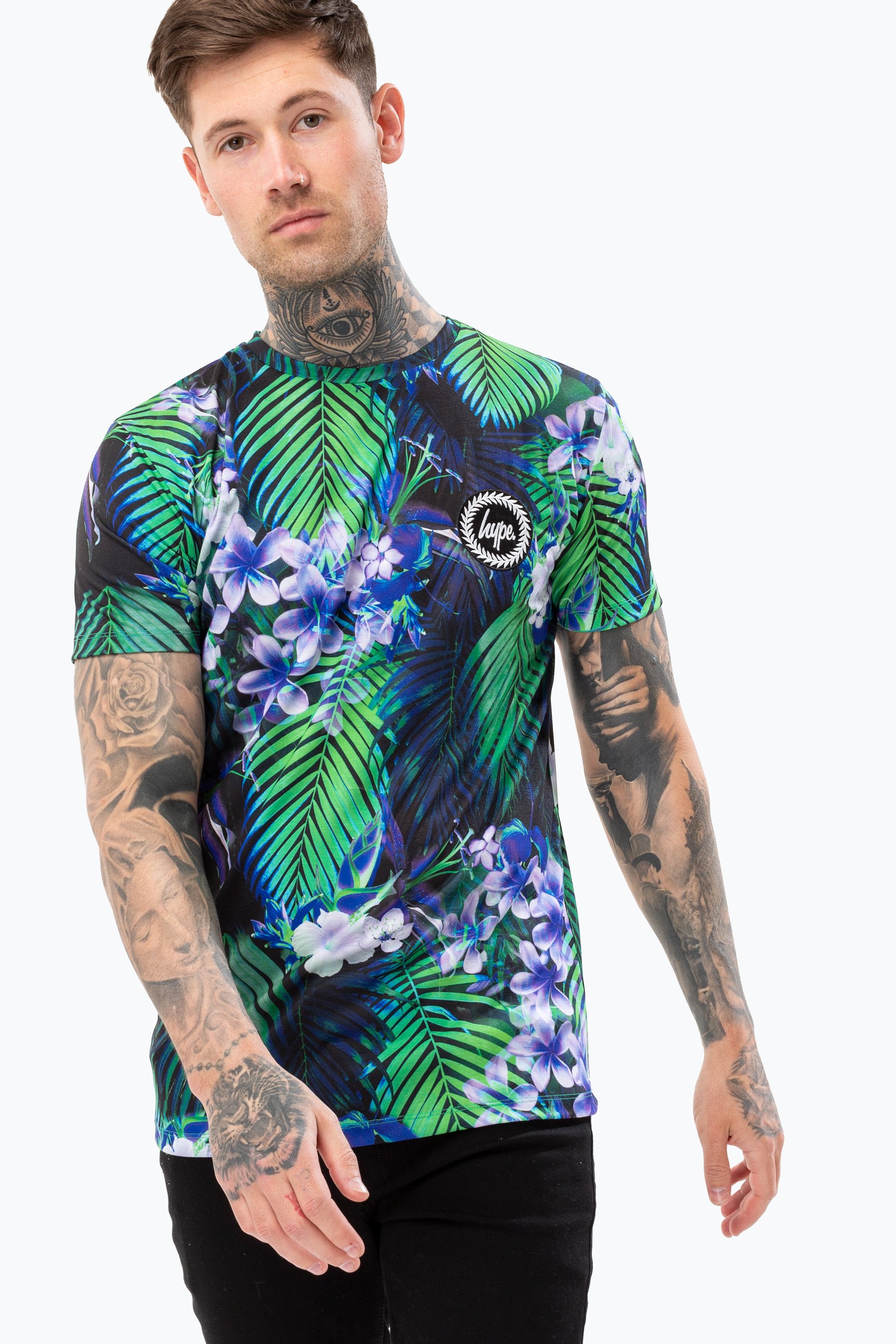 Hype Cyan Palm Men's Multi T-Shirt | Size X-Small