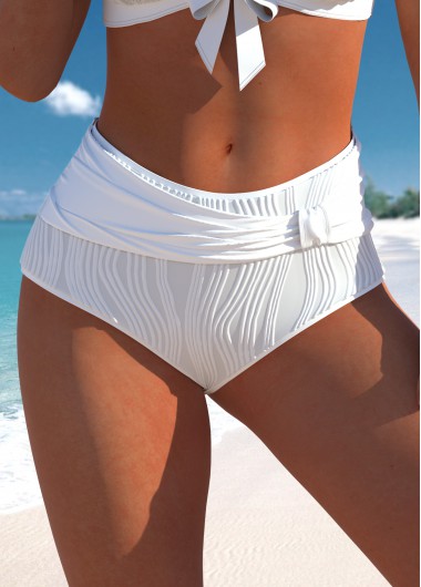 ROTITA White Skinny Mid Waisted Bikini Bottom