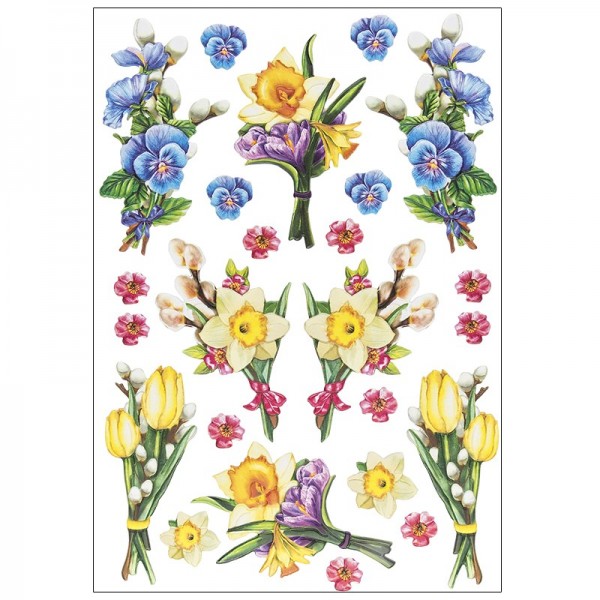 3-D Relief-Sticker, Blumensträußchen 2, verschiedene Größen, selbstklebend