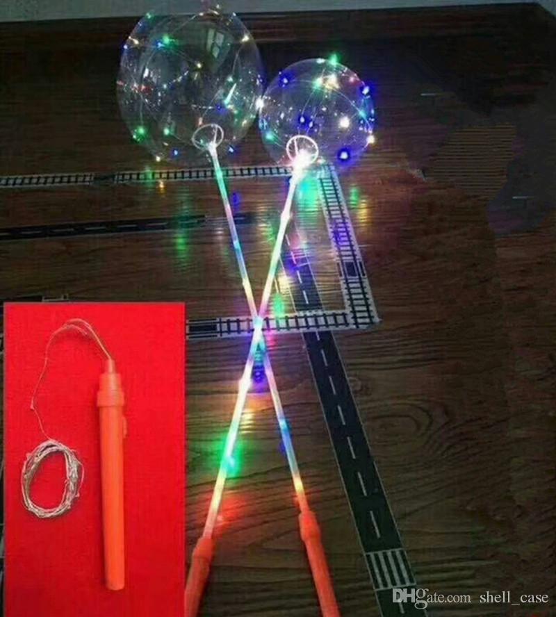 LED bobo ball clear light up balloons with handle led line string stick bobo balloons for birthday wedding eastern party decors