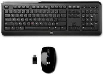HP 697347-061. Tastatur Formfaktor: Standard, Tastatur-Stil: Gerade, Geräteschnittstelle: RF Wireless, Tastaturaufbau: QWERTY. Produktfarbe: Schwarz. Maus enthalten (697347-061)