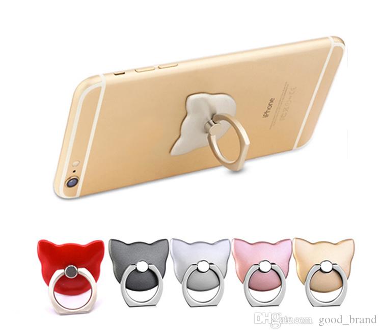 360 Degree Mobile Cartoon Cat face Finger Ring Holder Mobile Phone KickStand For iphone7 plus 6s Samsung Xiaomi Universal Ring hook bracket