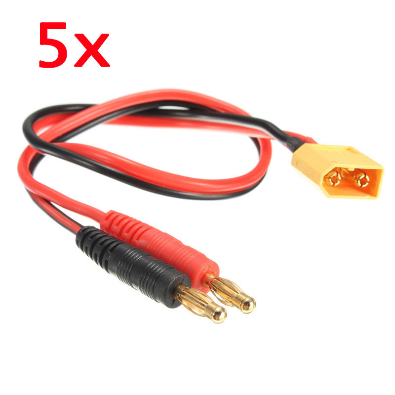 5Pcs 18AWG 4mm XT60 Connector to Banana Plug Battery Connectors Charger Cable 20cm