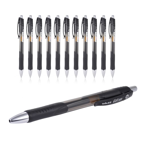 12-Pack Retractable Gel Ink Pen 0.5mm Fine Point for Office School Business Supplies--Black Ink