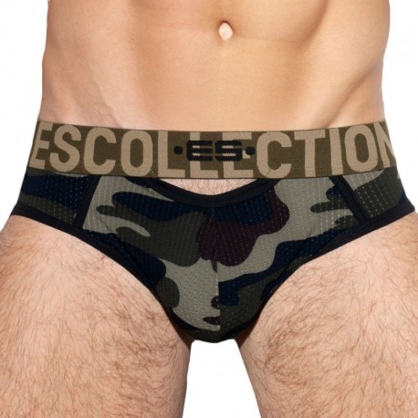 ES Collection Double Opening Mesh Brief - Camouflage XS