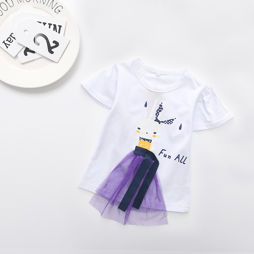 Baby / Toddler FUN ALL Print Lovely Rabbit Ruffle-sleeve Tee