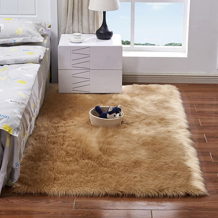 Faux Wool Leather Sofa Carpet Mat Bedroom Long Blanket