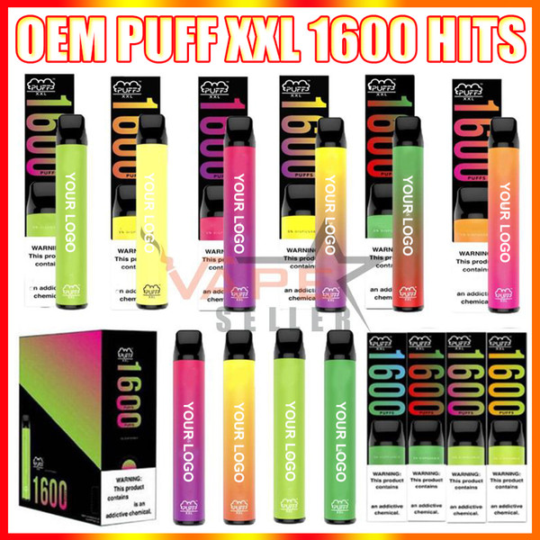 OEM logo Brand Puff XXL Disposable Vape Pen Device With 1000mAh Battery 6.5ml Pod Pre-Filled 1600 Puffs Puff Bars VS Air Bar Max