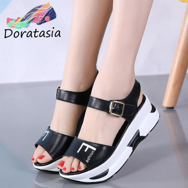 DORATASIA New Hot Women Fashion High Wedges Shoes 2020 Summer Casual Beach Sandals Women Comfortable Platform Sandals