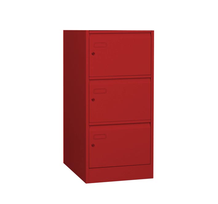 Red Filing Cabinet with 3 Individual Locking Drawers