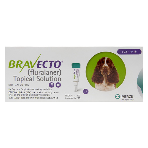 Bravecto Topical For Medium Dogs (22 - 44 Lbs) Green 3 Doses