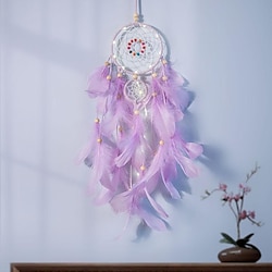 Purple Dream Catcher Handmade Gift with Two-ring Purple Feather Wall Hanging Decor Art Wind Chimes Car Hanging Home Pendant Lightinthebox