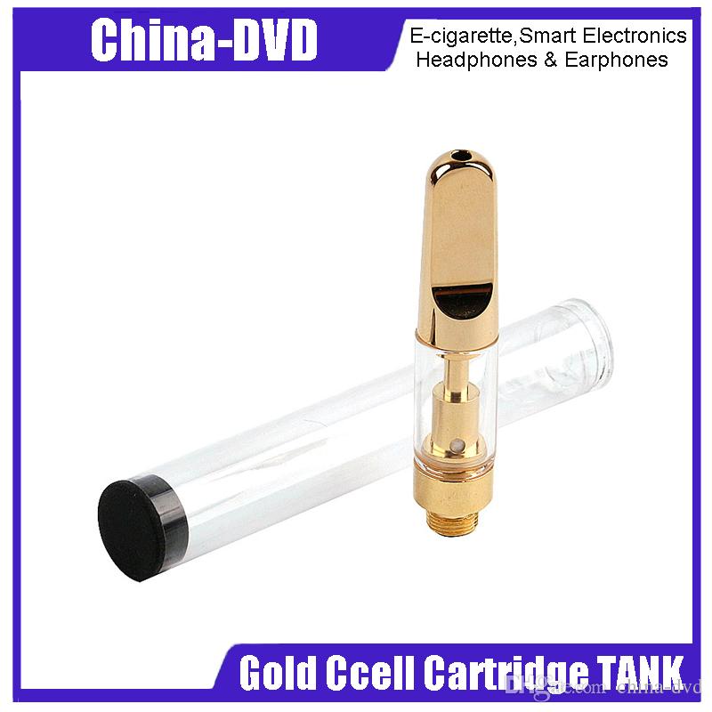Gold Ceramic Vaporizer Tank 0.5ml/1.0ml Thick Oil Cartridge Pyrex Glass 510 Cre-C Ceramic Coil Atomizer for CE3 Battery