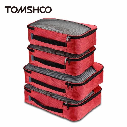 TOMSHOO 4pcs Packing Cubes Clothing Organizer Travel Kit Bags Storage Bags