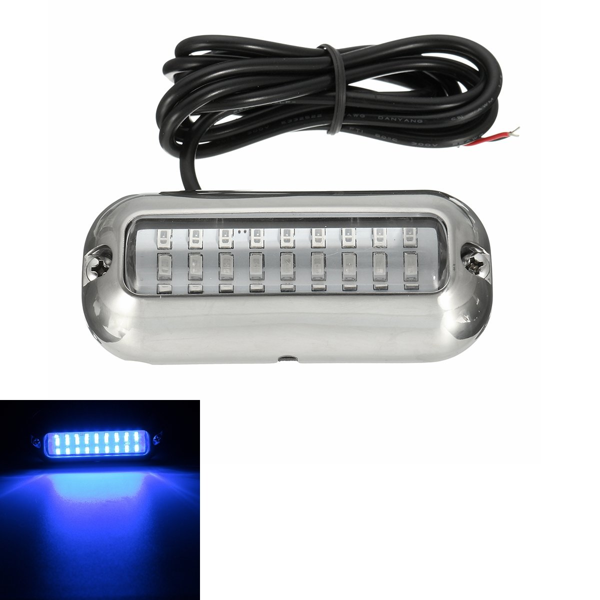 3.5inch Blue 27 Led 316SS Cover 50W 74Lm Under Water Pontoon Waterproof Boat Transom Lights