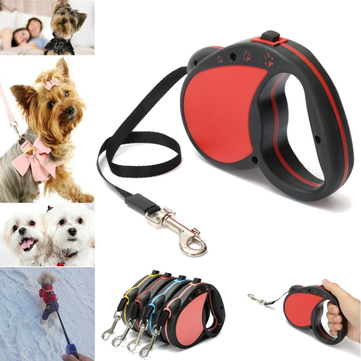 4 Colors Retractable 5m Dog Pet Lead Tape Extendable Training Rope Tape Walking Training Leash