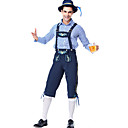 Fête d'Octobre Tenue Lederhosen Homme Chemisier Pantalon Bavarois Costume Bleu