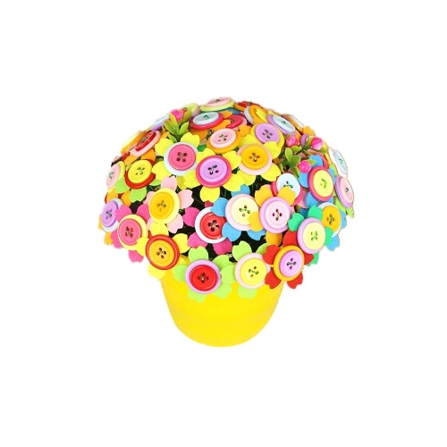 DIY Craft Handmade Button Bouquet Materials Iron Wire Button Petal Bouquets Kit for Children