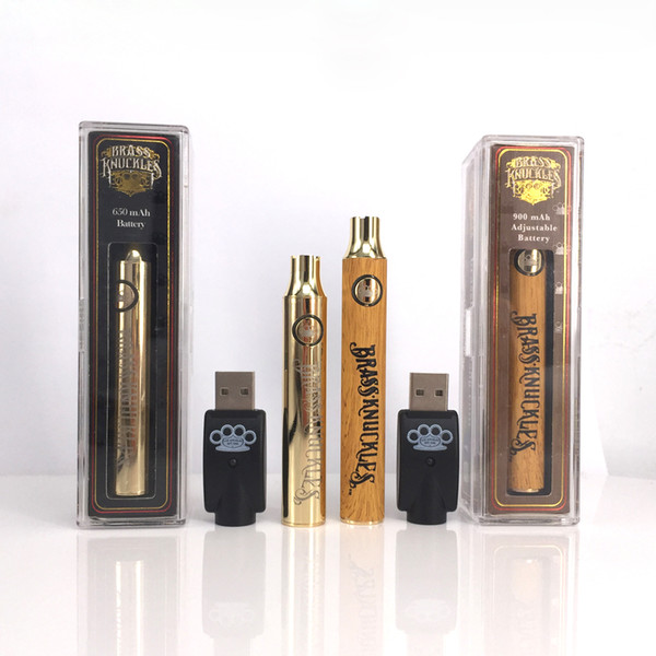 Brass Knuckles Vape Battery 650mAh 900mAh Variable Voltage Preheat E-Cigarette Battery Pen For 510 Thread Thick Oil Cartridge Kingpen Tank