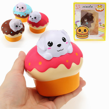 Xinda Squishy Dog Puppy Puff Cake 10cm Slow Rising With Packaging Collection Gift Soft Toy