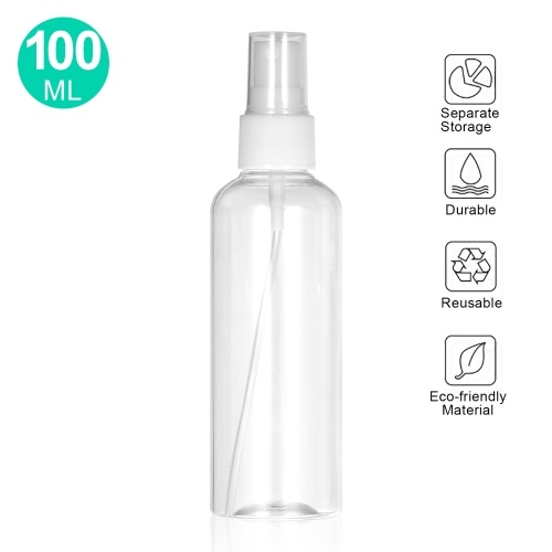 100 ml klare PET-Sprühflasche Feinnebelsprühgerät Mini-Reiseflasche Kunststoff Leerer nachfüllbarer Behälter für Parfüm-Kosmetik-Make-up-Wasserzerstäuber