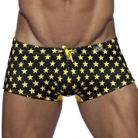 Addicted Star Printed Swim Boxer - Black - Yellow M