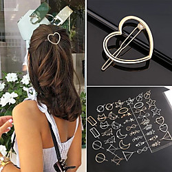 Pince à cheveux coeur amour en métal barrette ronde étoile élégante pour femmes filles épingles à cheveux douces barrettes accessoires pour cheveux Lightinthebox