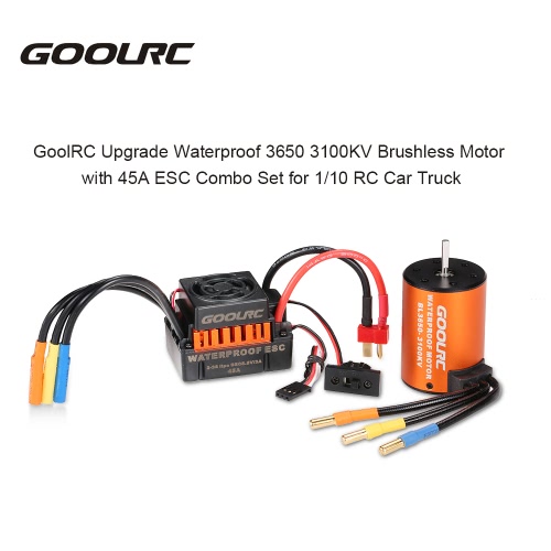 GoolRC Upgrade Waterproof 3650 3100KV Brushless Motor with 45A ESC Combo Set for 1/10 RC Car Truck