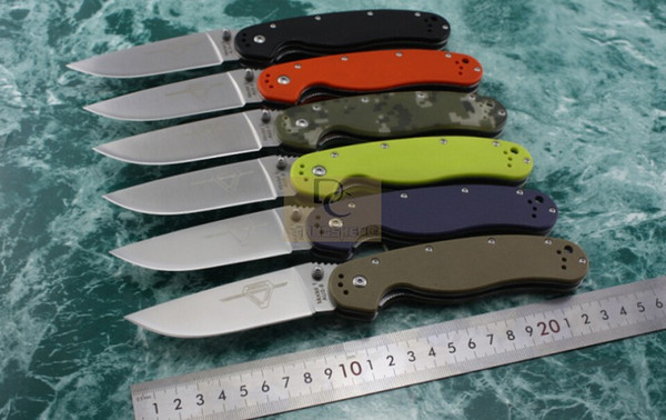 New Ontario RAT Model 1 Big Size Folding knife AUS-8 Blade 6 colors G10 handle High Quality Original Box Camping Survival EDC