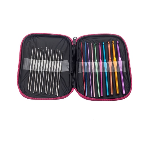 Home Use Travel 22Pcs Crochet Needles Some Sewing Kit Accessories Cross Weave Stitch Multifunction Portable Storage Box Multicolor Silver Tools Hooks Knitting Craft Case Bag Organizer