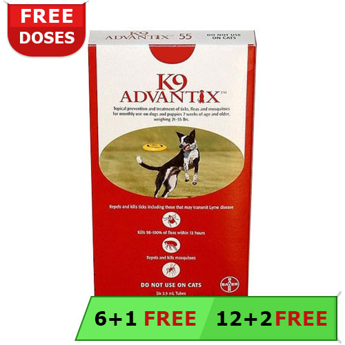 K9 Advantix Large Dogs 21-55 Lbs (Red) 12 + 2 Free