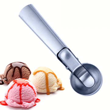 Stainless Steel Ice Cream Spoon With Trigger Digging Ice Fruit Watermelon Ball Maker