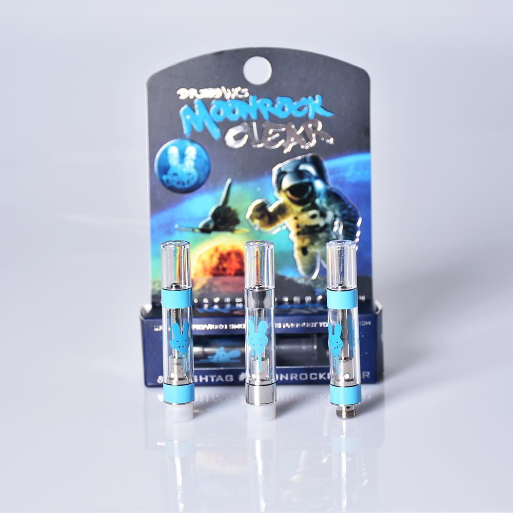 Moonrock Clear Vape Carts Cartridges 1.0ml Tank 510 thread Ceramic Coil G5 Thick Oil Atomizer Moon Rock Vaporizer 7 flavor sticker