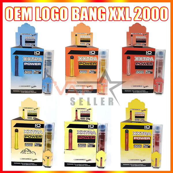 OEM Customized E Cigarettes Bang XXL Disposable Vape Pen Device With 800mAh Battery 6ml Pods 2000 Puffs XXtra Vapors