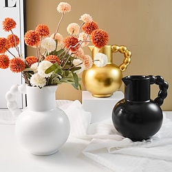 1 Ins Milk Pot Handle Vase Creative Handheld Resin Flower Inserter For Home Decoration Living Room Dining Table French Decoration Lightinthebox