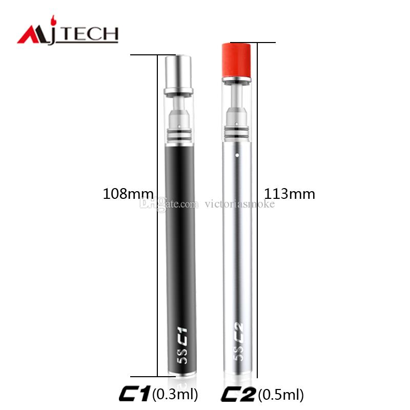 Original Mjtech 5S C1 C2 Vape Pen for Thick Oil Cartridges O pen CE3 Ceramic Coils Glass Tank 320mAh Starter Disposable Kits e cigs vapor