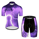 21Grams Homme Manches Courtes Maillot et Cuissard Velo Cyclisme Violet Lightning Vélo Respirable Des sports Avec motifs VTT Vélo tout terrain Vélo Route Vêtement Tenue / Elastique